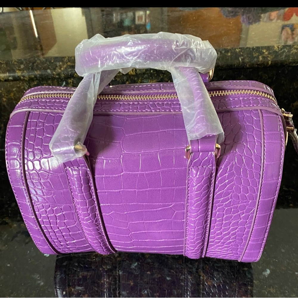 Dottie Purple Crocodile-Embossed Women's Bag